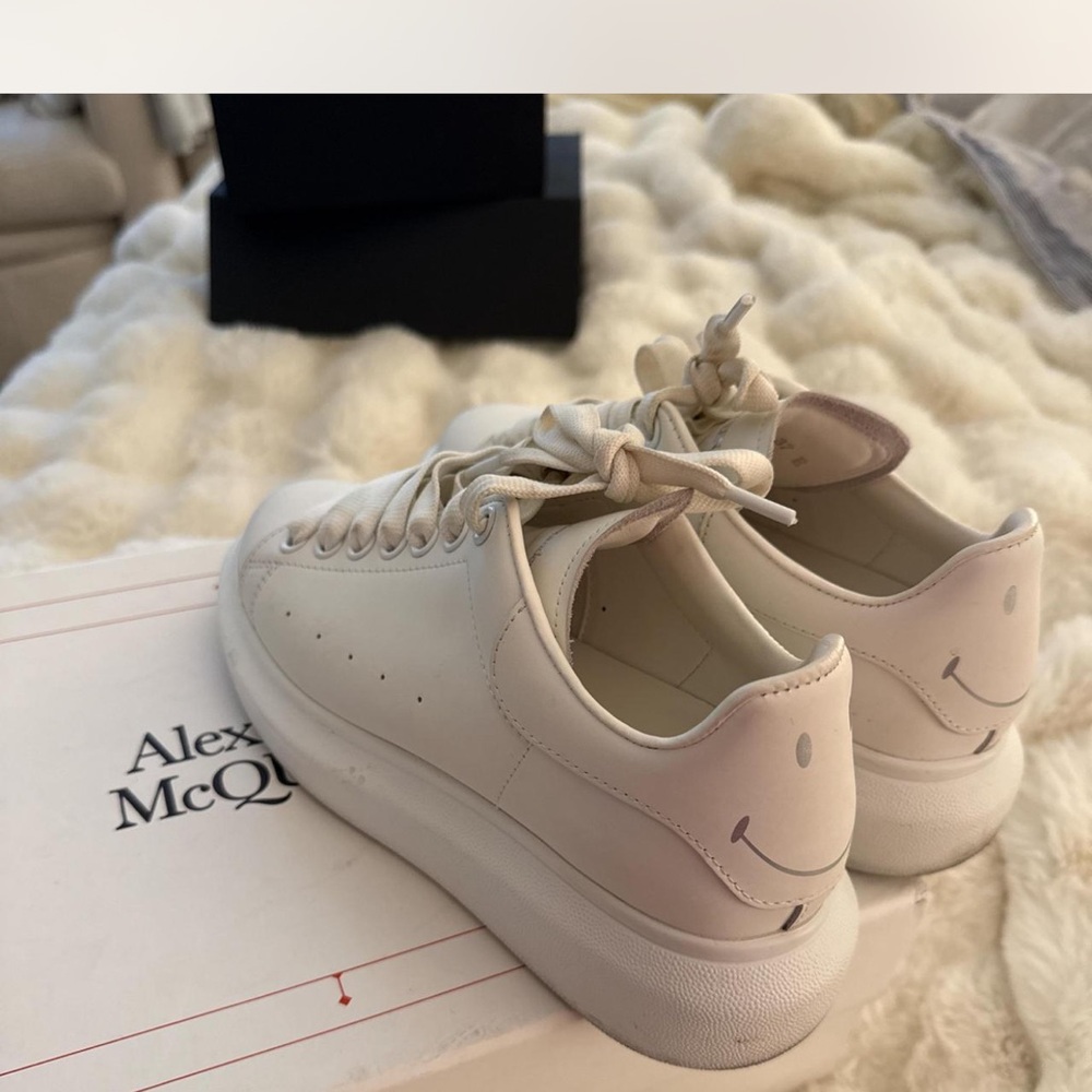 Alexander McQueen White Sneakers with Smiley Face